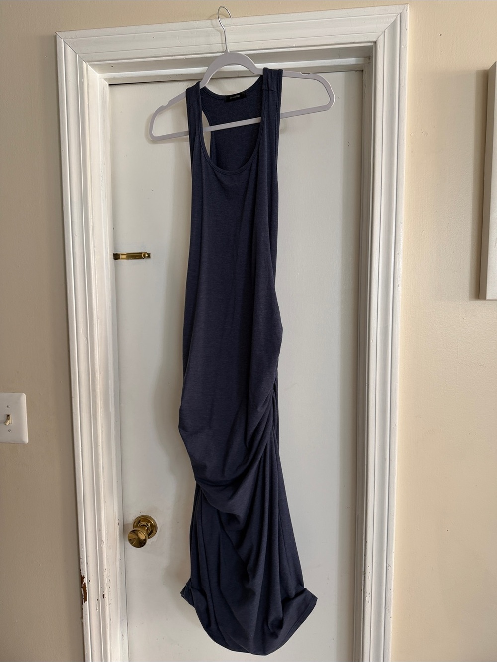 Ssoulm Dark Navy Draped Maxi Tank Dress